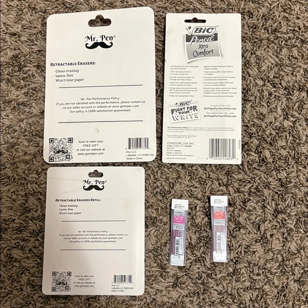 Set of 0.7 mm Mechanical Pencils and Eraser Pens, refills and colored lead - Picture 5 of 6